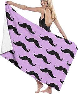 Toalla de playa con diseño de bigote de dibujos animados N/A, toalla de