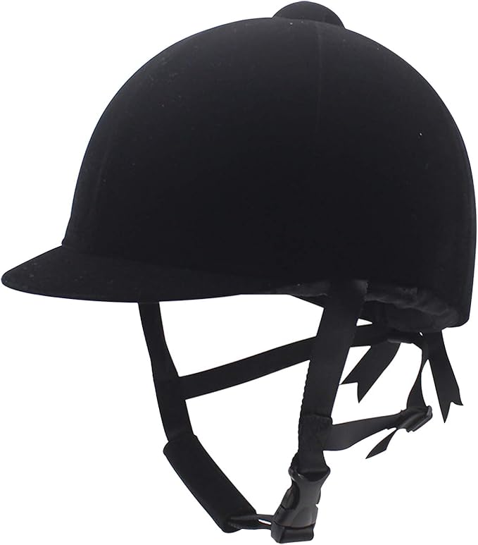 Black Velvet Equestrian Helmet for Men and Women, Adjustable Suede