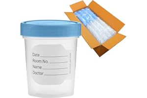 Specimen Cups With Leak Proof Screw on Lids - 4oz [Pack of 500] Non-Sterile Urine Sample Containers (Covers may vary Blue or 