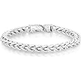 COBI 316L Stainless Steel Bracelets for Men, Thick Thin Cuban Link Chain, Blue Black Grey Beaded Stone, Premium Leather Jewelry with Totem, Franco Chain, Hip Hop Punk Style, Ideal Gift, 7 8 9 Inch