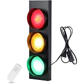 HOMIER Traffic Light Wall Lamp, Retro Style Traffic LED Lamp with Remote Control, Fun Room Traffic Stop Light Decor for Children's Day, Classroom, Kids Bedroom, Living Room, Club, Bar, Pub