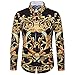 Yffksse Long Sleeve Men Shirt/Cotton Blend/Abstract Unique Pattern Printed/Casual Slim Fit Blouse,XXL