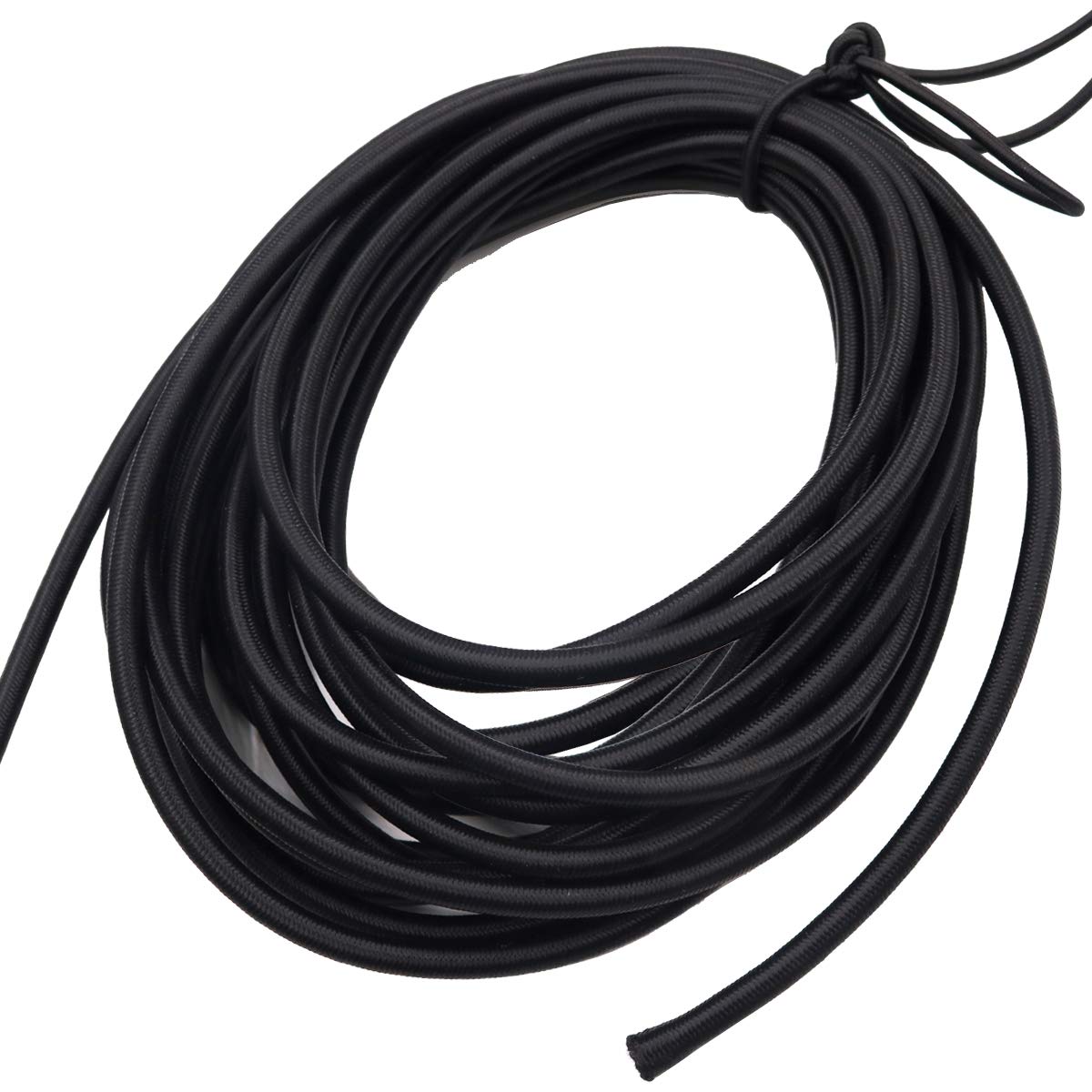 EKEV 1/4" Black Heavy Duty Stretch Bungee Cord, 25ft, Latex Rubber Core, Nylon Sleeve, Marine Grade, for Kayaking, Camping, Fishing, Hunting, Boating, Moving, Skiing, Swimming