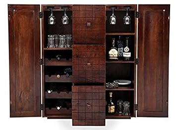 Jiya Creation Modern Style Bar Cabinet (Teak Wood Finish)