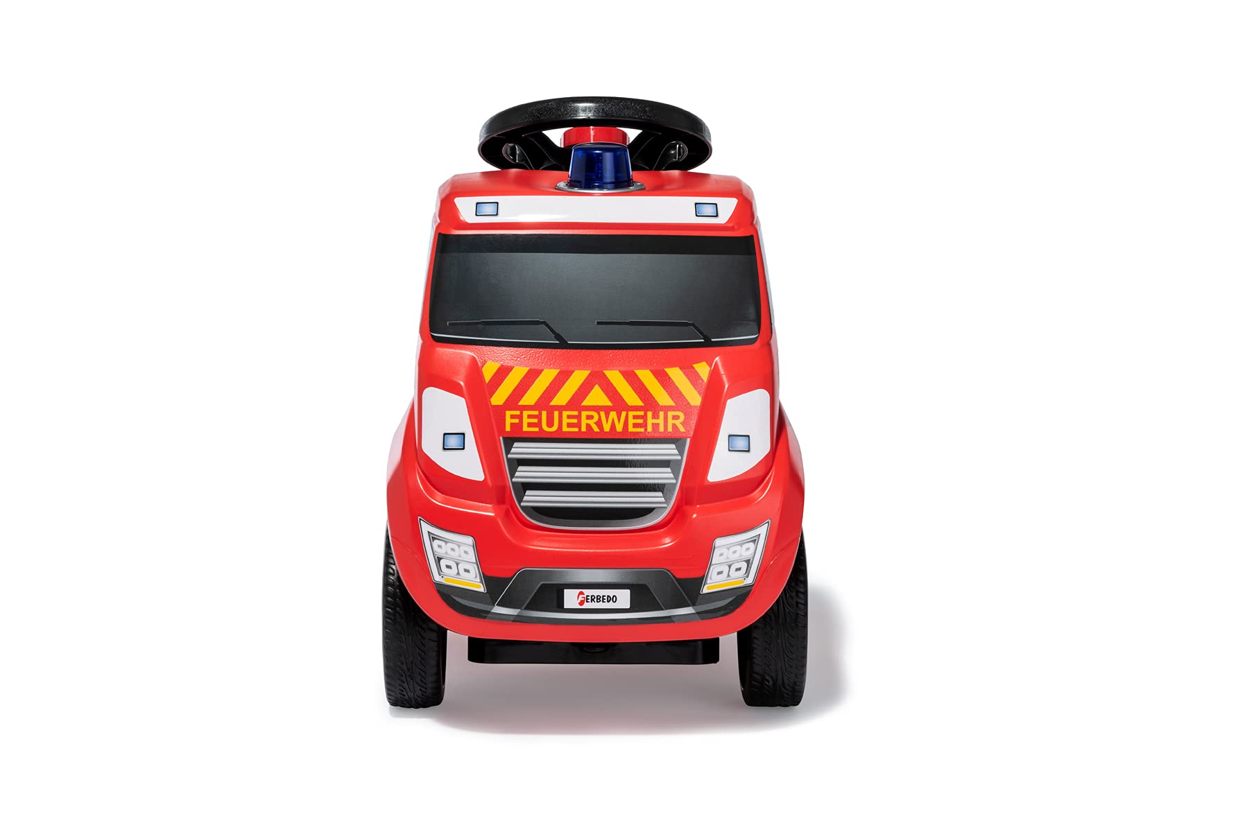 Ferbedo Fire Brigade Ride-On (with Horn, Siren, Blue Light, Fire Engine, Whisper Tyres, Ergonomic Knee Recess) 171125, Red, 590 x 300 x 440 mm