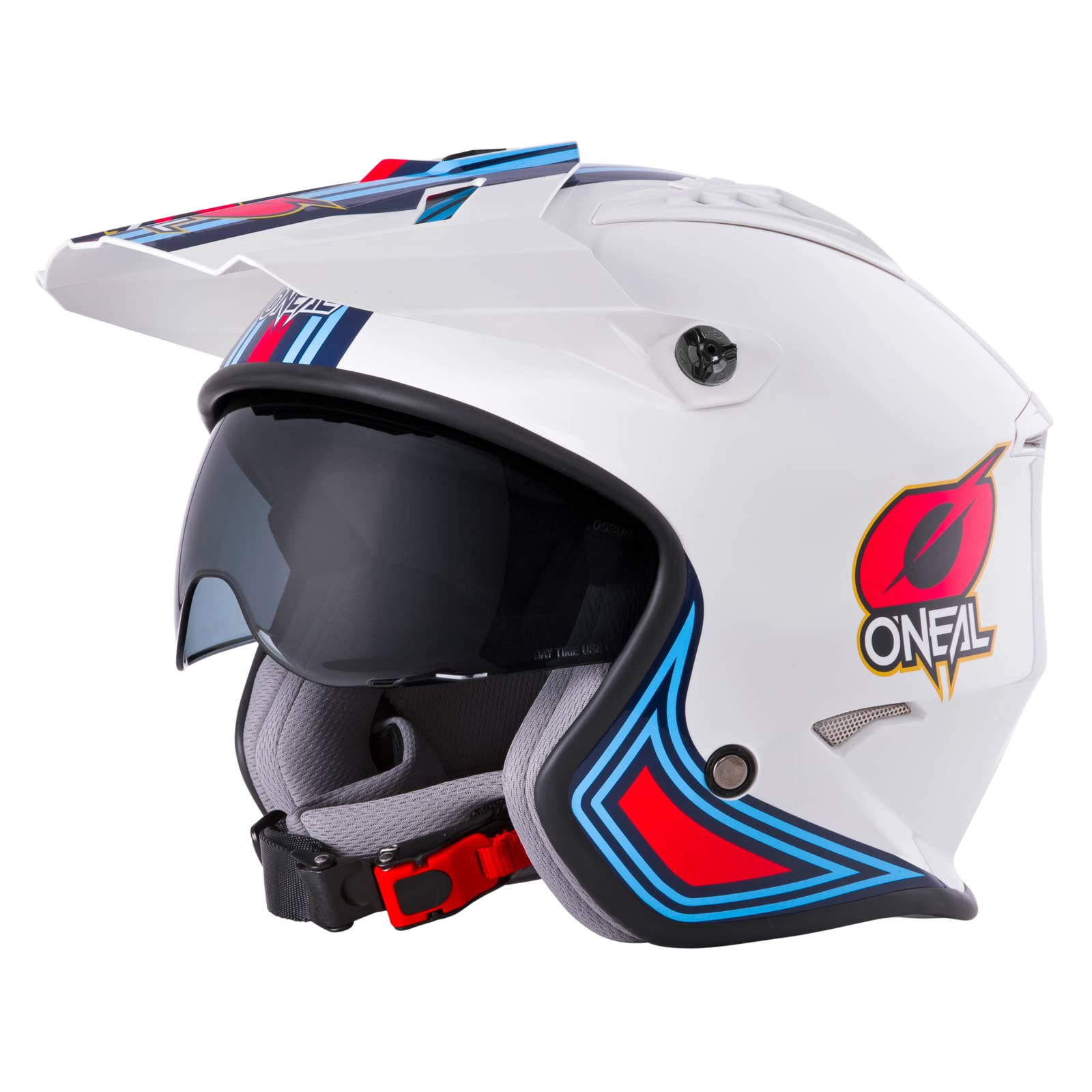 O'NEAL | Motorcycle-Helmet | Motocross Enduro | Safety standards ECE 22.05, ABS-shell, Integrated sun visor | Volt Helmet MN1 | Adult | White Red Blue | Size S