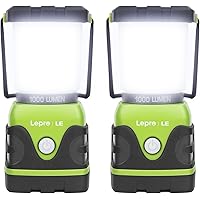 LE Outdoor LED Camping Lantern 2-Pack, 1000LM, Battery Powered, Dimmable Camping Lights, Waterproof Emergency Lights for Powe