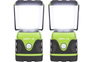 LE Outdoor LED Camping Lantern 2-Pack, 1000LM, Battery Powered, Dimmable Camping Lights, Waterproof Emergency Lights for Powe