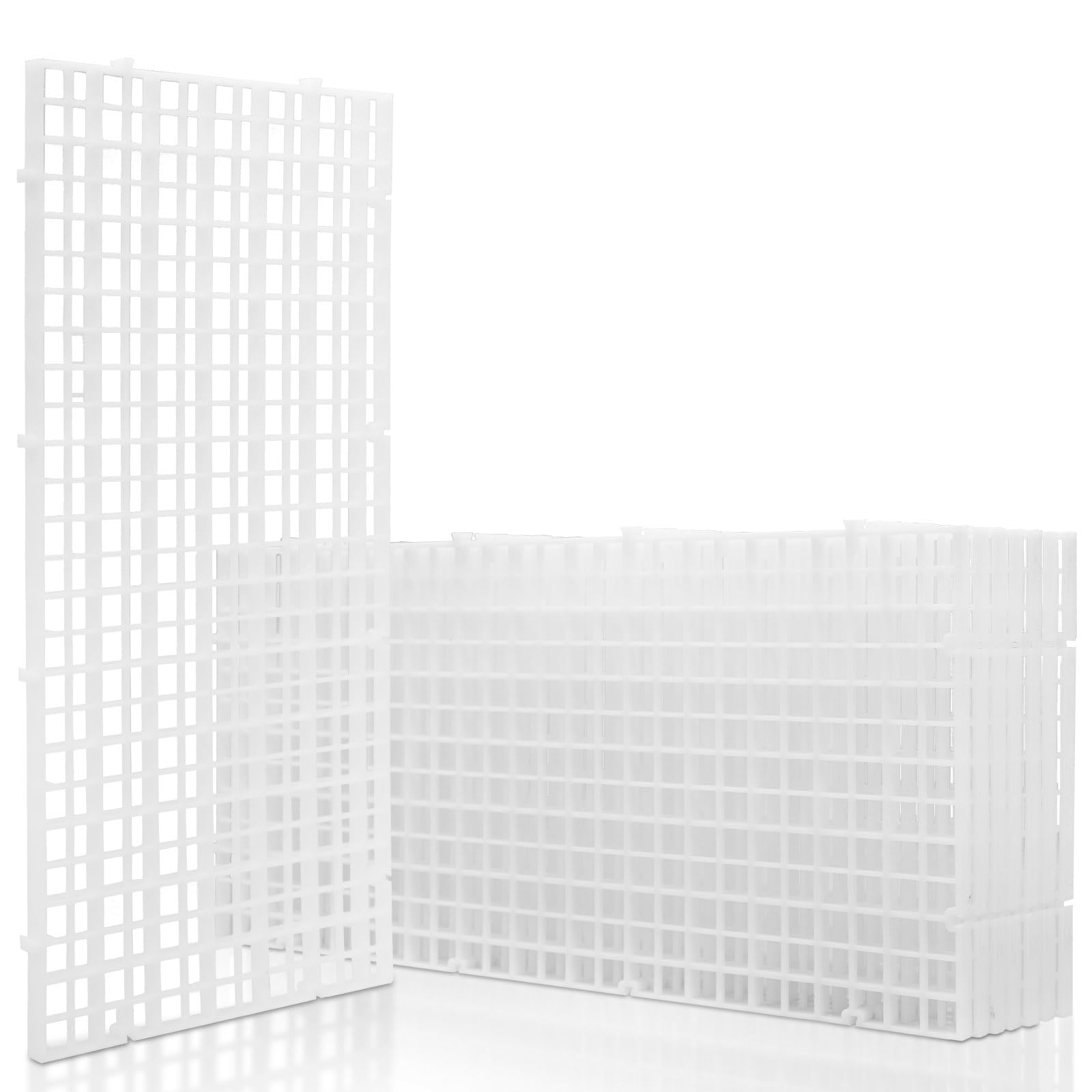 LINLAN 8 Pieces 5.9x11.8in (15X30cm) Aquarium Grid Plastic, Fish Tank Divider, Egg Crate for DIY Filtration and Bottom Protection in Aquascaping (White-No Accessories)