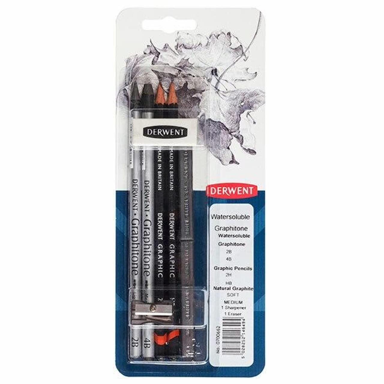 Derwent Watersoluble Graphitone Sampler Kit, Set of 6 Includes Graphitone Graphite Sticks, Graphic Pencils and Graphite Blocks Plus Eraser and Sharpener, Professional Quality, 0700662 — image 1