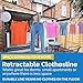 Retractable Clothesline for Indoor/Outdoor Use - 40ft - Heavy Duty Line Won't Stretch or Break - for Hanging Laundry in The Kitchen, Bathroom, Shower, Balcony, Backyard - Wall Mounted Clothes Dryer