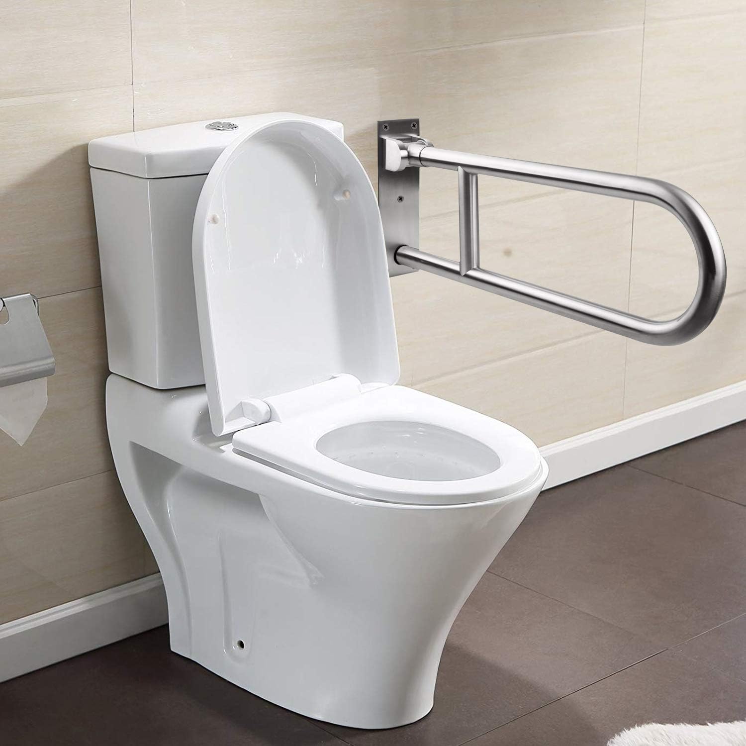 Stainless Steel Toilet Grab Bar Handicap Rails Grab Bars Bathroom Support for Elderly Bariatric Disabled Commode Safety Hand Railing Guard Frame Shower Assist Aid Handrails Hand Grips 23.6 Inch: Health & Personal Care