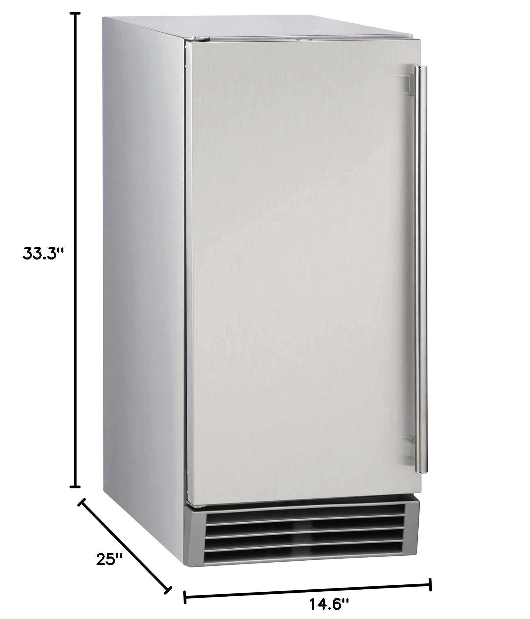 Maxx Ice MIM50P-O Indoor Outdoor Energy Star Built-in Under Counter Clear Ice Maker Machine with Drain Pump Reversible Door 65 Pound Production and 25 Pound Storage Capacity, 14.6