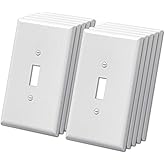 BESTTEN 10 Pack 1-Gang Oversize Toggle Wall Plate, Unbreakable Polycarbonate Oversized Light Switch Cover, cETL Listed Jumbo 