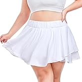 FOREYOND Plus Size Skirt for Curvy Women Pleated Flowy Tennis Skirts with Shorts High Waisted Golf Skorts Workout