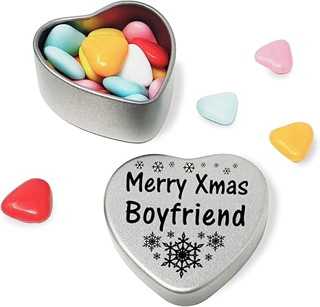 Regalo Natale Fidanzato.Buon Natale Fidanzato Mini Cuore Regalo Di Latta Con Cioccolatini Veste Nel Palmo Della Vostra Mano