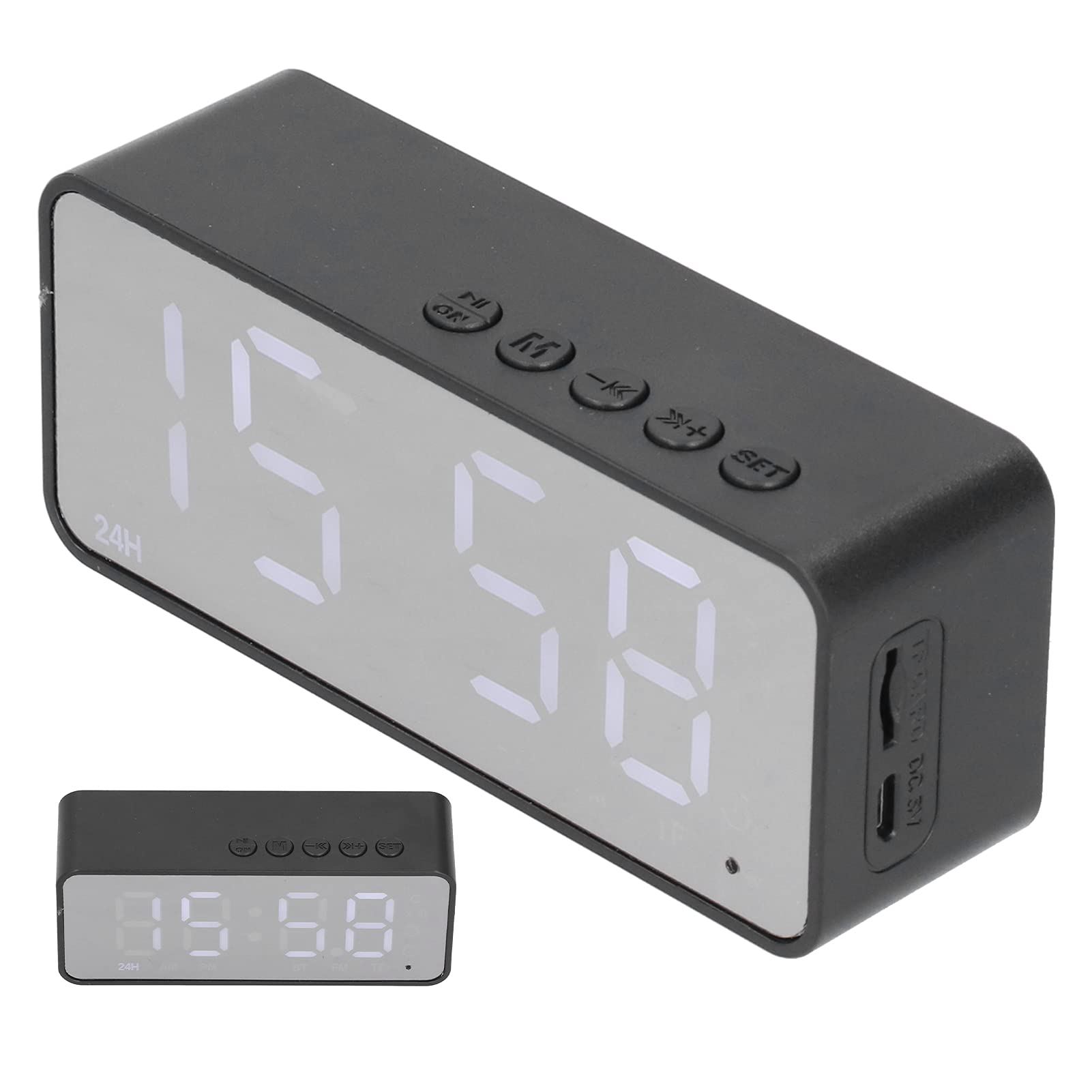 G50 Multifunctional Digital Alarm Clock with Large Display, Wireless Radio, BT Speaker, USB Charger, MP3 Player for Office (Black)