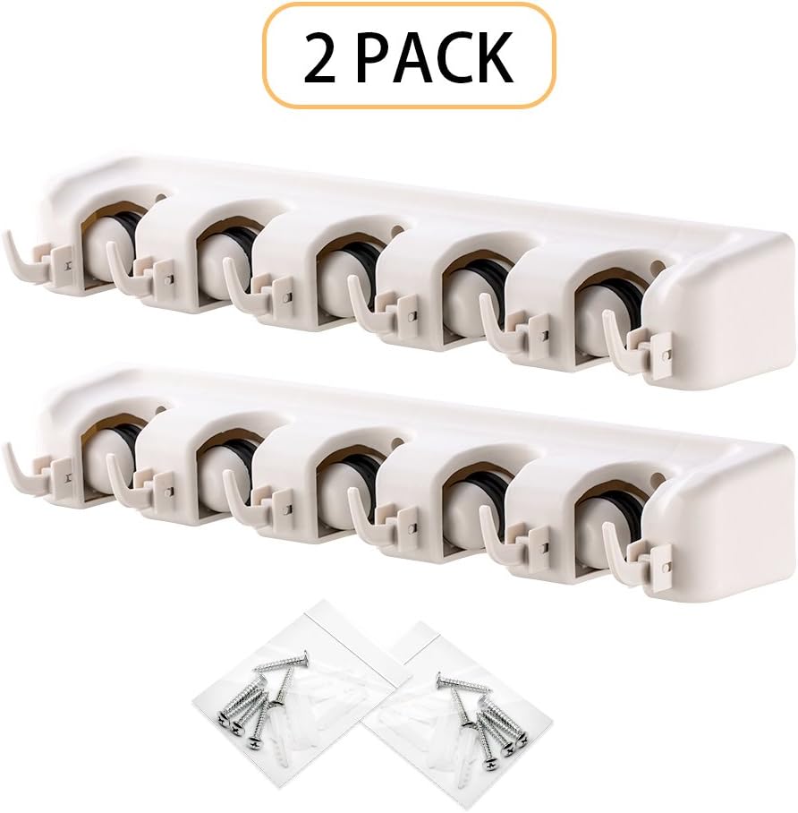 Imillet Mop and Broom Holder, Wall Mounted OrganizerMop and Broom