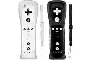 Doueuain 2 Pack Remote Controller for Wii Wii U, Gamepad with Silicone Case and Wrist Strap (New Black and White)