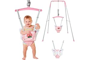 FUNLIO Baby Jumper with Stand for 6-24 Months, Infant Bouncer for Indoor/Outdoor Play, Toddler Jumper for Baby Girl/Boy, with