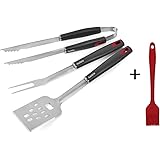 BBQ Tools Premium Heavy Duty Stainless-steel BBQ Grill Tools Set Grilling Accessories for Barbecue Included Spatula, Tongs, Fork