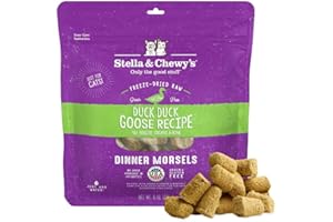 Stella & Chewy's Freeze-Dried Raw Cat Dinner Morsels - Premium Duck & Goose Recipe with 98% Cage-Free Poultry & Organs - Natural Grain-Free Cat & Kitten Food - Made in USA - 8 oz