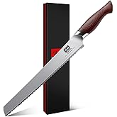 SHAN ZU 10 Inch Bread Knife, Razor Sharp Sourdough Slicing Knife, Japanese High Carbon 10Cr15Mov Stainless Steel Cake Knife, Multifunction Serrated knife for Homemade Bread
