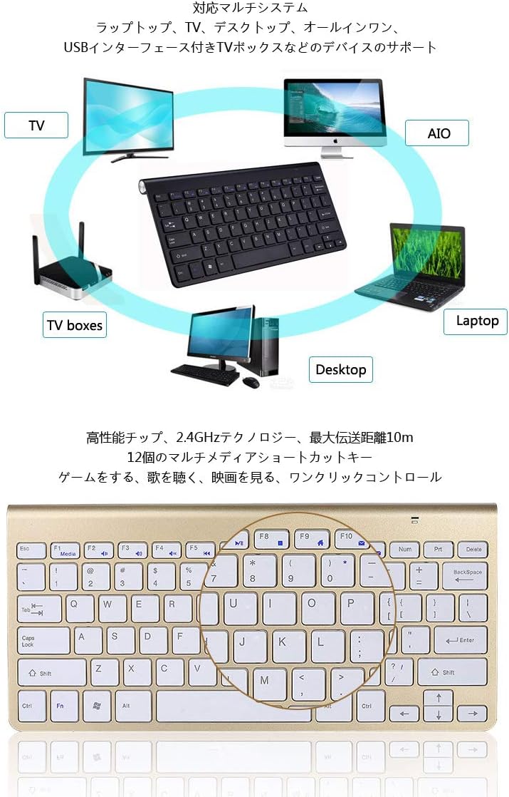 Amazon 2 4g ワイヤレスキーボード 小型 ミニ 無線キーボード メンブレン 薄型 コンパクト ラップトップ ノートパソコン Pc パソコン スマートtv Windows Mac に対応 Usbレシーバー付属 ゴールド Lidong パソコン用キーボード 通販