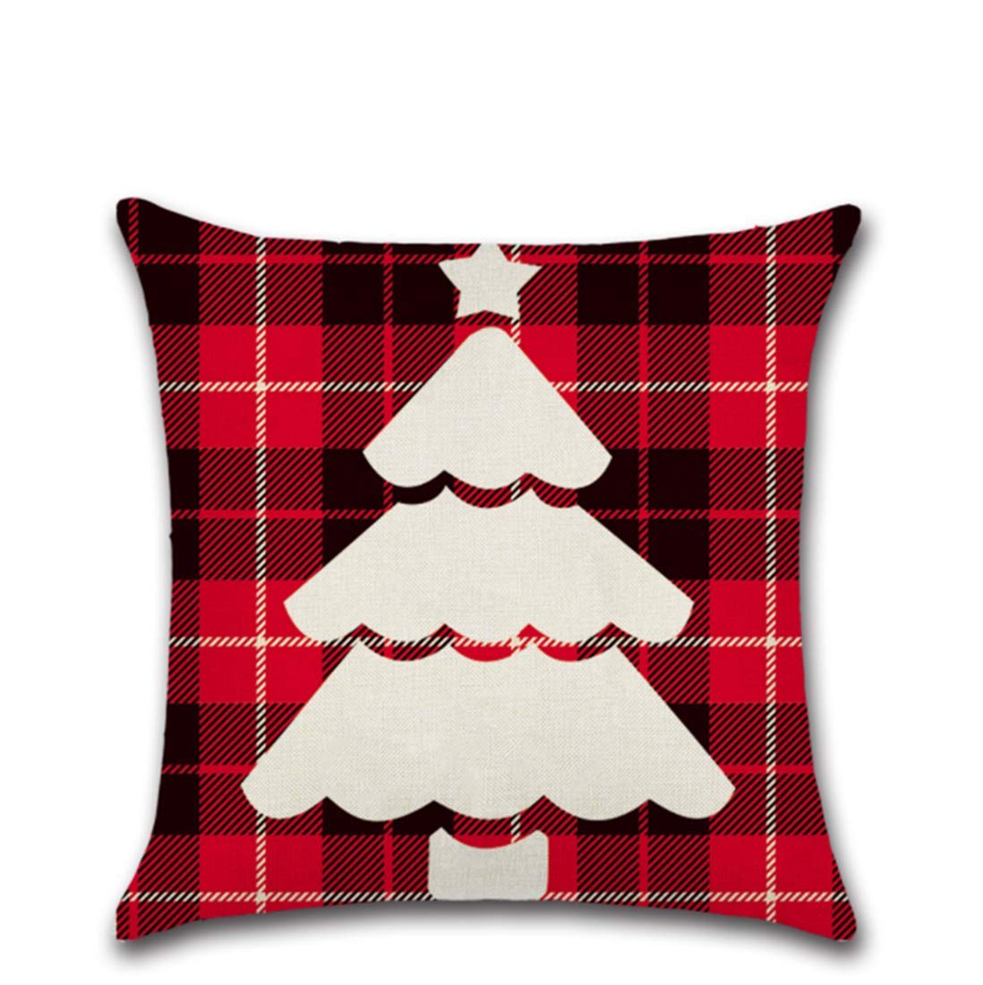 Inshere Christmas Tree Festive Snowflake Deer 18x18 Fall Decor Pillow Covers Throw Pillow Decorative Cotton Linen Cover Cases Set of 4 for Couch Car Sofa Bed Décor