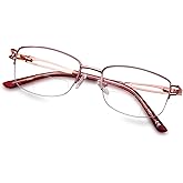 LianSan Metal Bifocal Reading Glasses for Women,Stylish Half Rim Zero Top Blue Light Blocking Computer Reader