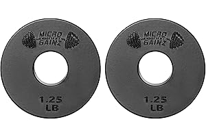 MICRO GAINZ GAIN MUSCLE 1LB AT A TIME Micro Gainz Standard 1-Inch Center Hole Weight Plates, Set of 2 Black Fractional Plates Choose Set (.25LB-1.25LB), Designed for Standard 1-inch Barbells & Dumbbells, Made In USA