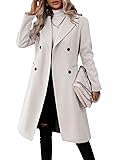 Danedvi Womens Long Double Breasted Coats Lapel