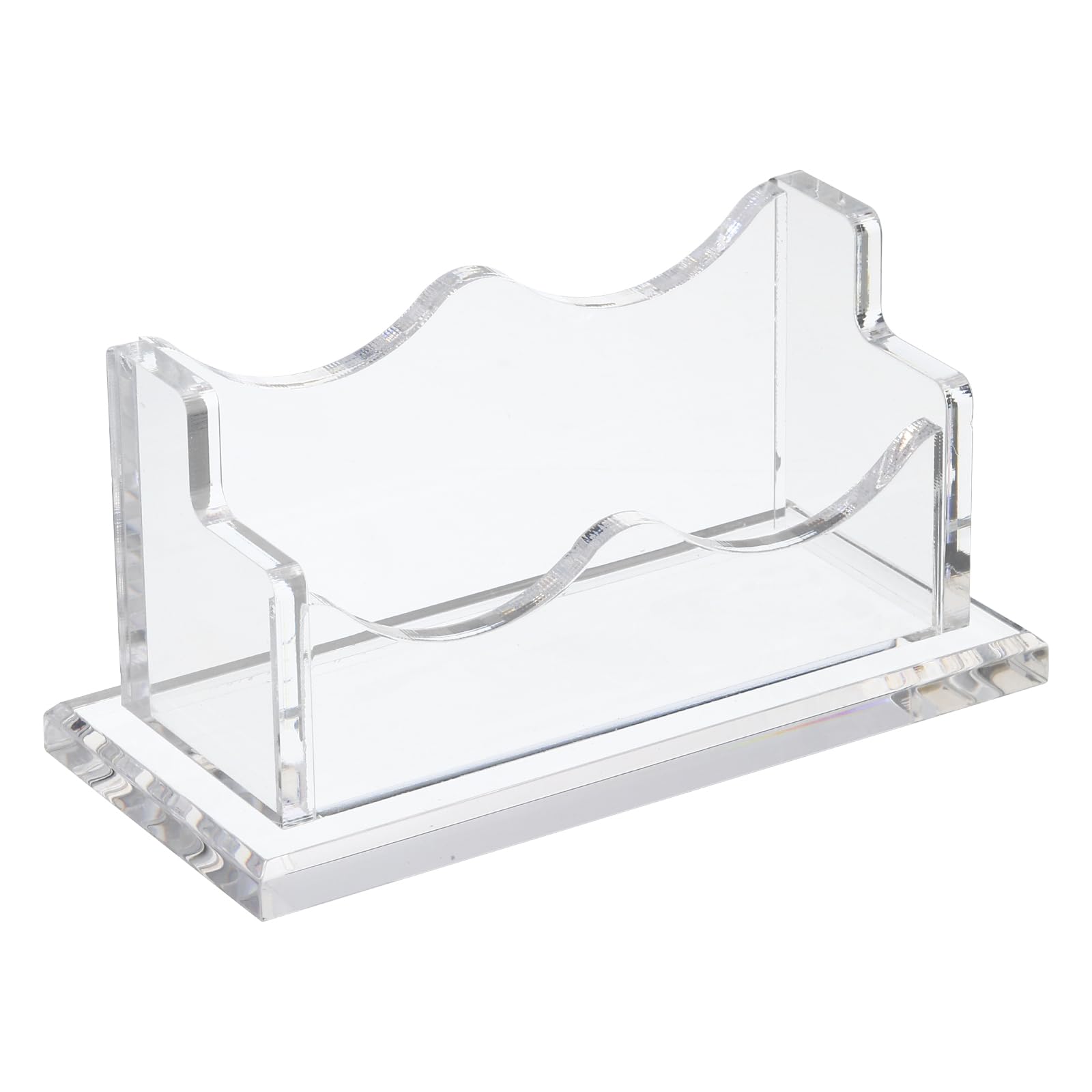 PATIKIL Business Card Holder for Desk, 2 Pack Single Slot Business Card Holders Clear Acrylic Card Stand Organizer Cards Display for Office Exhibition