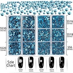 LPBeads 6400 Pieces Hotfix Rhinestones Aquamarine