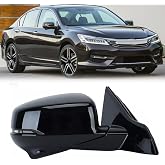 Right Passenger Side Mirror For 2013-2015 Honda Accord w/Power Glass Heated | Turn Signals and Camera Match Black Replace 76200-T2G-A61ZH, Black, (12Pins)