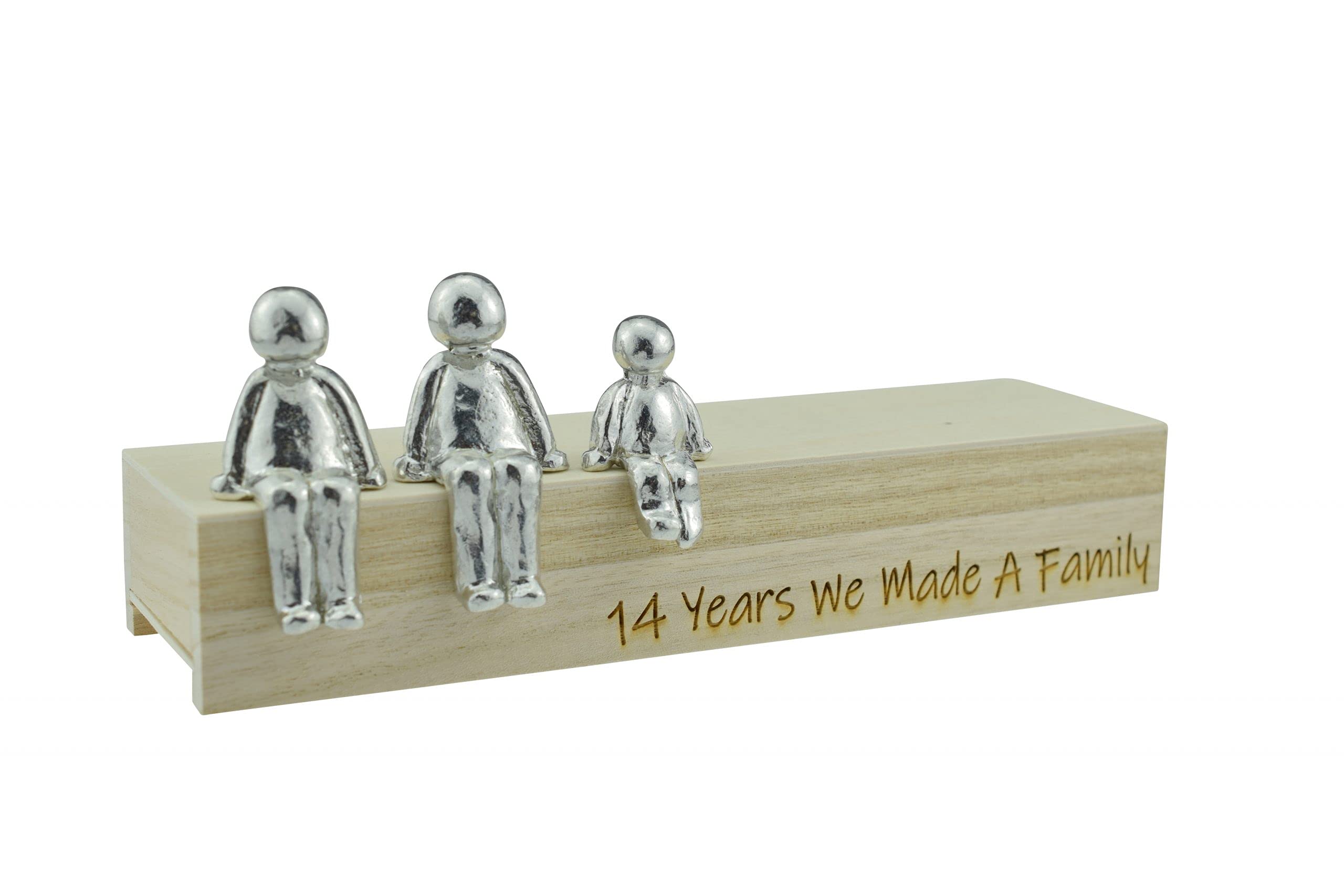 Pirantin 14th Anniversary Idea - 14 Years We Made A Family Metal Ornament - Choose Your Family Combination Box & Woodgrain May Vary(1 child)