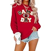 FLOYU Women Sunday Funday Sweatshirt Cute Football Graphic Pullover Game Day Weekend Tops Casual Football Season Shirt