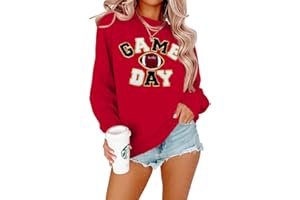 FLOYU Women Sunday Funday Sweatshirt Cute Football Graphic Pullover Game Day Weekend Tops Casual Football Season Shirt