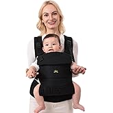 Dawnbud Baby Carrier for Newborns to Toddlers, Adjustable, Ultra-Soft and Weightless, Ergonomic Baby Carrier with Head Support, Baby Travel Gear, Baby Essentials (Black)