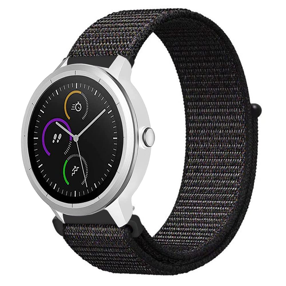 Niboow 20mm Strap for Garmin Vivoactive 6/Vivoactive 5/Vivoactive 3 music/Forerunner 165 Music, Nylon Soft Watch Band for Garmin Venu Sq 2/Venu 2 Plus/Sq 2 Music/Venu Sq/Venu Sq Music - Black — image 1