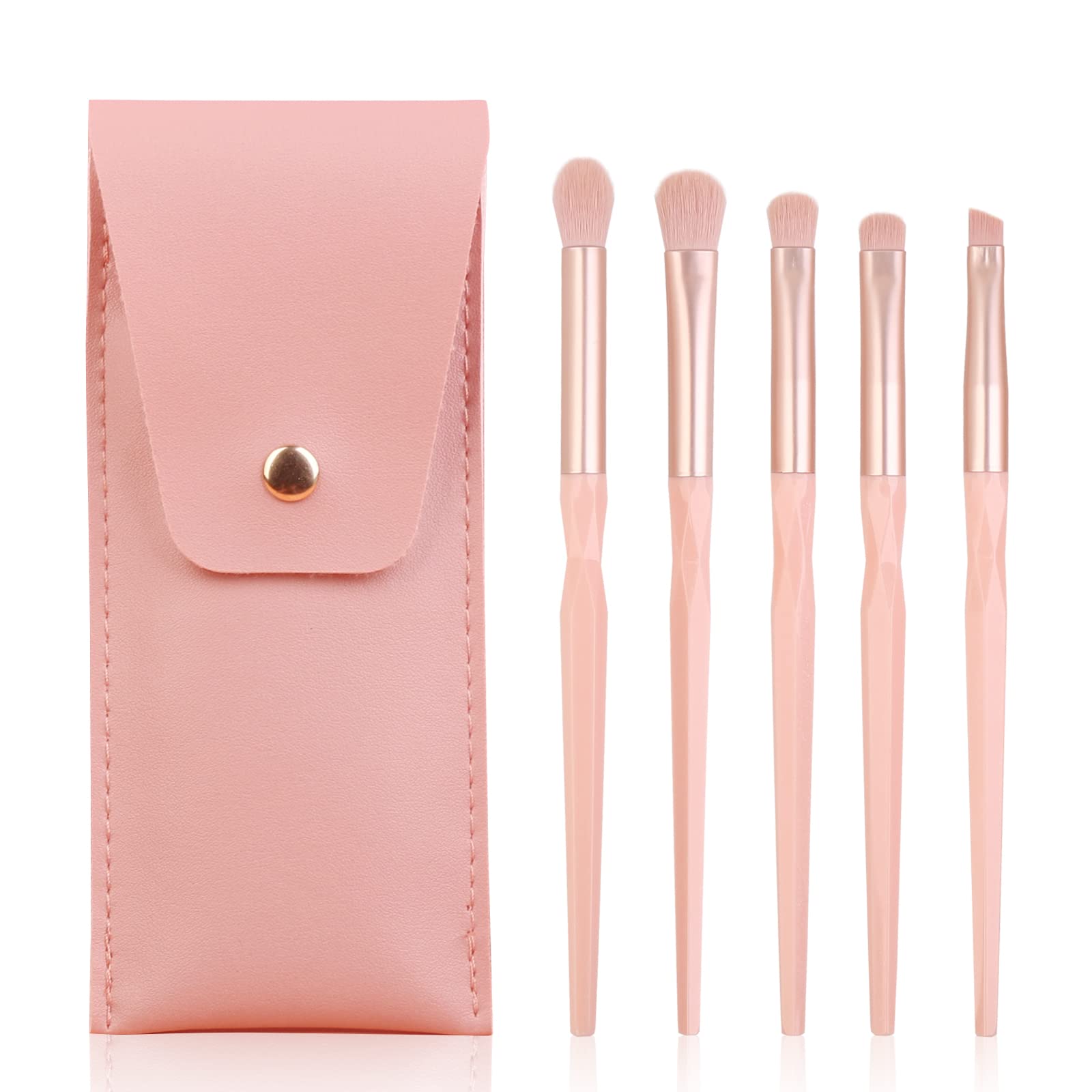 ENZO KEN Pink Portable Eye Shadow Brush Set, Vegan Eyeshadow Brushes Set, Small Nose Contour Brush, Diamond Eyeshadow Brush, Eyeshadow Blending Brush, Colorful Eye Makeup Brushes Set Professional.