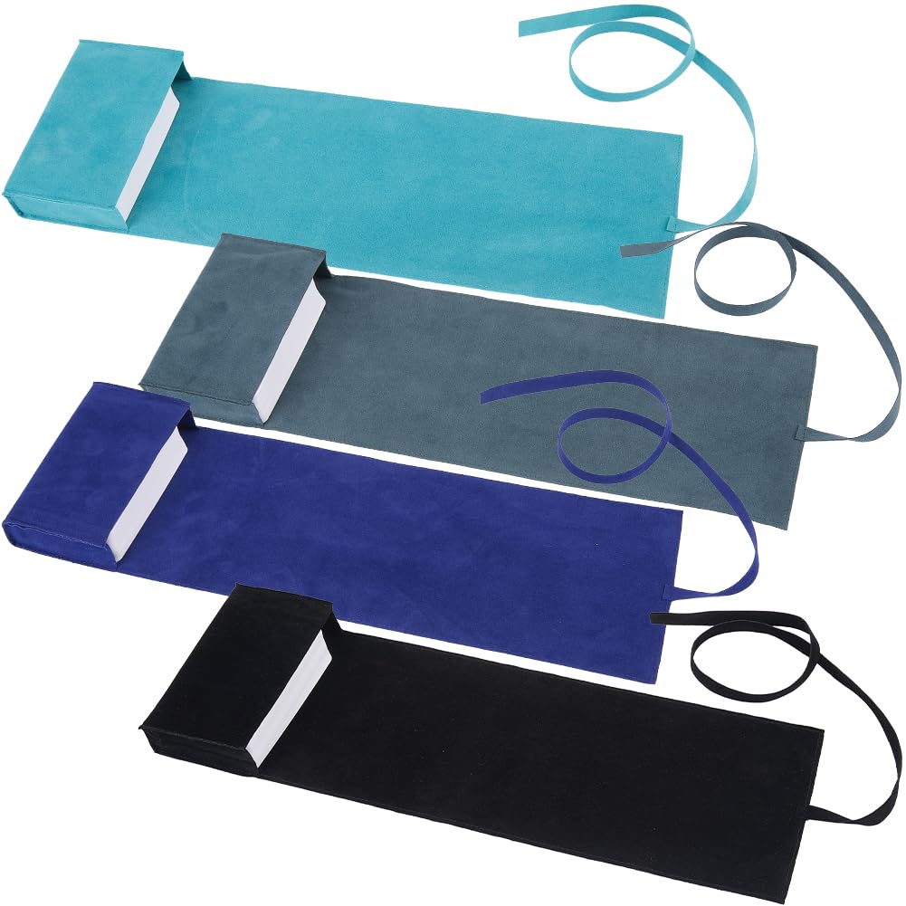 CREATCABIN 4Pcs Velvet Tarot Card Holder Tarot Cards Bags Tarot Card Pouches Tarot Wrap Tarot Carrying Bag for Beginners Oracle Decks Witchcraft Supplies Deep Blue Gray Light Blue Black 5x1x3 Inch