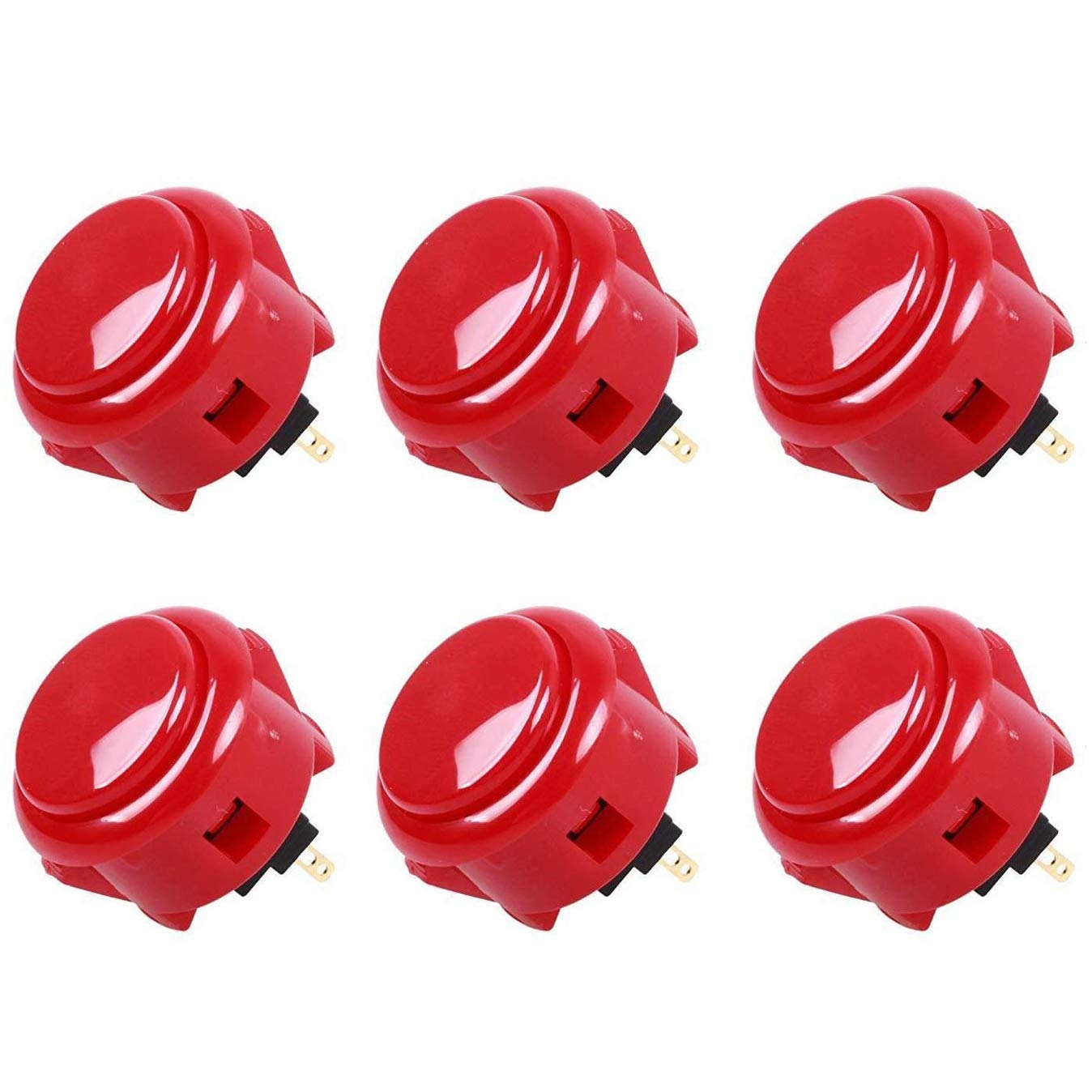 Digitalkey Set 6 SANWA OBSF-30 Buttons - Arcade Gamepad Buttons for Cabinets and Bartops… (Red)