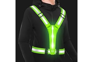 Todoxi Led Reflective Vest Safety Gear, Rechargeable Light Up Running Vest High Visibility at Night Adjustable Vest for Runners Riders Walkers Men Women