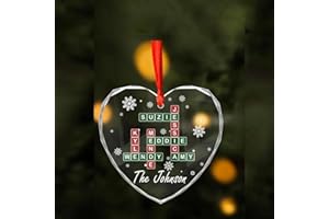 Personalized Family Crossword Christmas Ornament, Custom Family Name Puzzle Anniversary Christmas Tree Home Decor, Merry (Hea