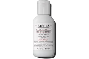 Kiehl's Ultra Facial Moisturizer with SPF 30, Hydrating Face Cream for All Skin Types, UVA & UVB Sunscreen Protection, Skin Feels Soft and Smooth, with Squalane, Paraben-free, Fragrance-free