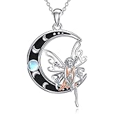 MONGAS Fairy/Skunk/Astronaut Necklaces Sterling Silver Moon Pendant Necklace Fairy Moon Jewelry for Women