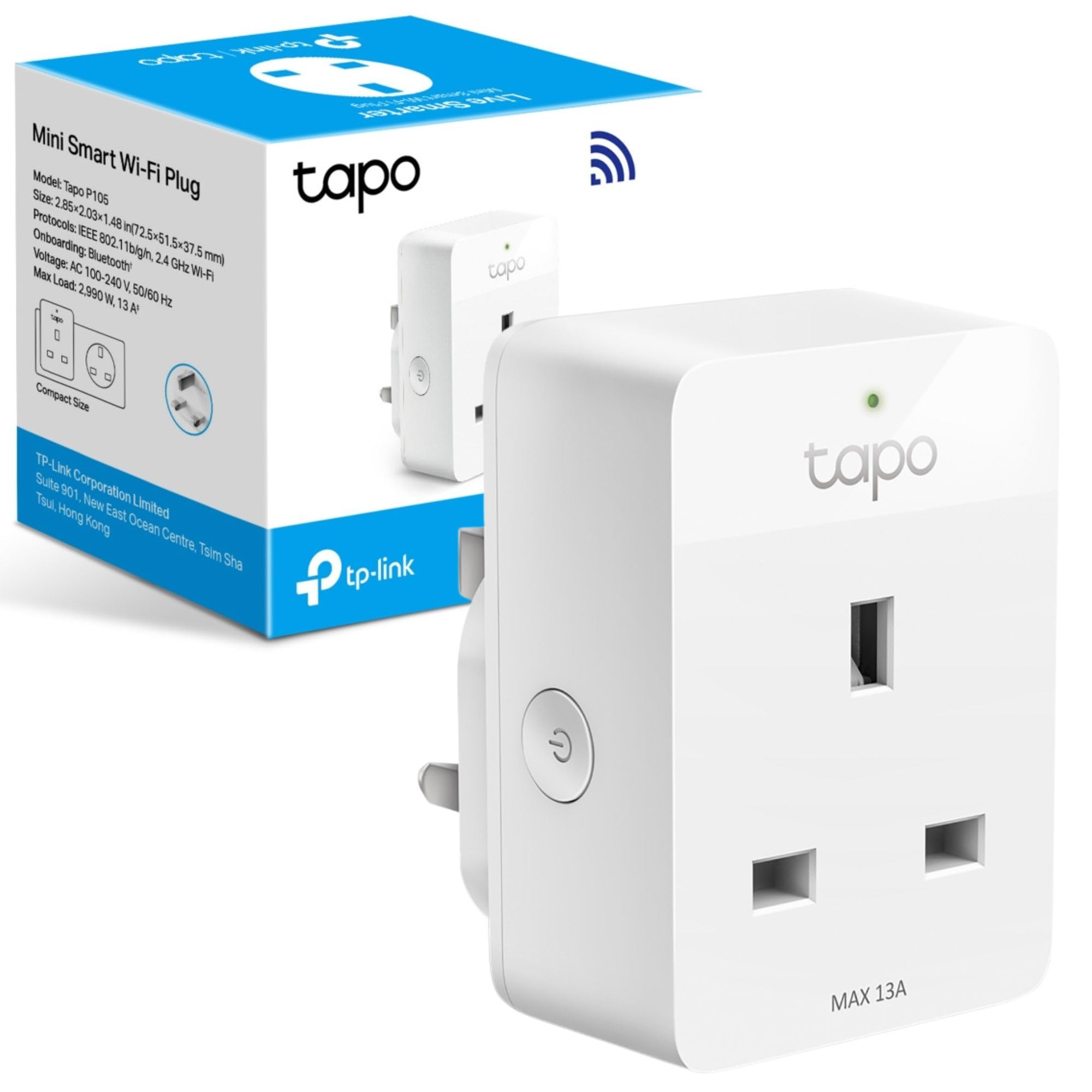 Tapo P105 WiFi Smart Plug, Hands-Free Remote App and Voice Control, Schedule & Timer, Support Higher-Power Appliances, Multiple Safety Guarantees, Easy setup, Away Mode, Works with Alexa & Google