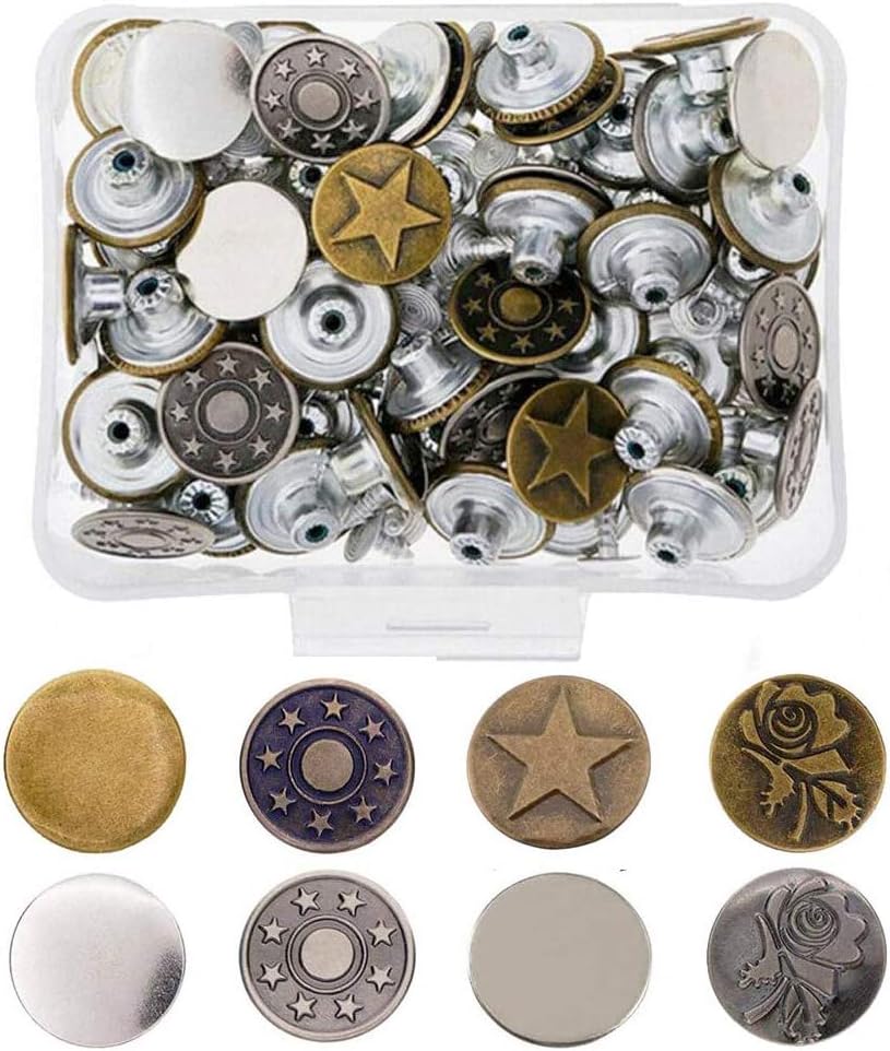 Gasea 80 Sets 8 Stijlen 17 Mm Jeansknopen Van Metaal Drukknopen Vervanging Knop Metalen Knop Met Klinknagels Voor Jeans Diy Of Fix Amazon Nl
