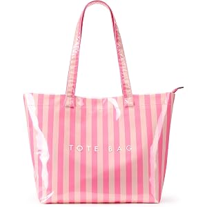 KALIDI PVC Zipper Tote Bag, Jelly Plastic Kraft Paper Summer Beach Bag | Trendy Casual Large Hobo Carry All Waterproof Should